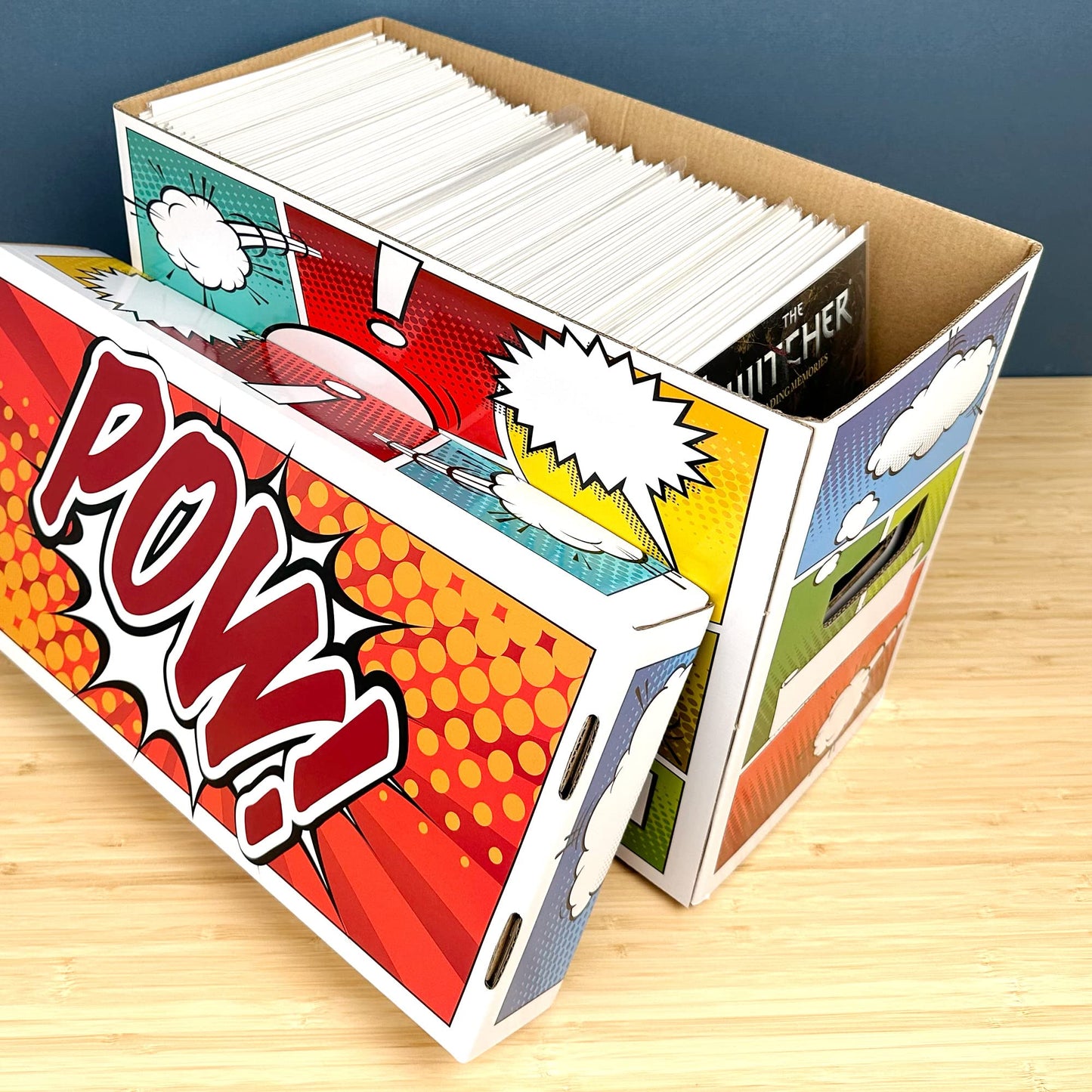 BCW Pow! Comic Book Storage Short Box - 1 Pack | Color Comic-Inspired Artwork | Holds 150–175