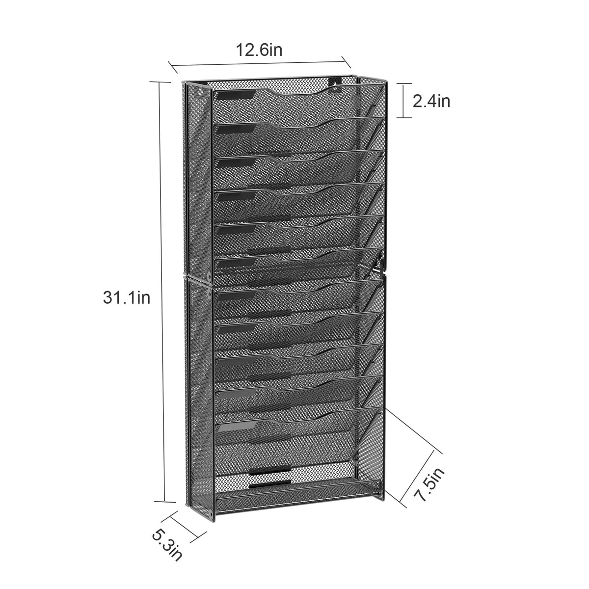 samstar 12 Tier Wall File Organizer, Hanging Wall Mount File Holder Paper Folder Mail Organizer