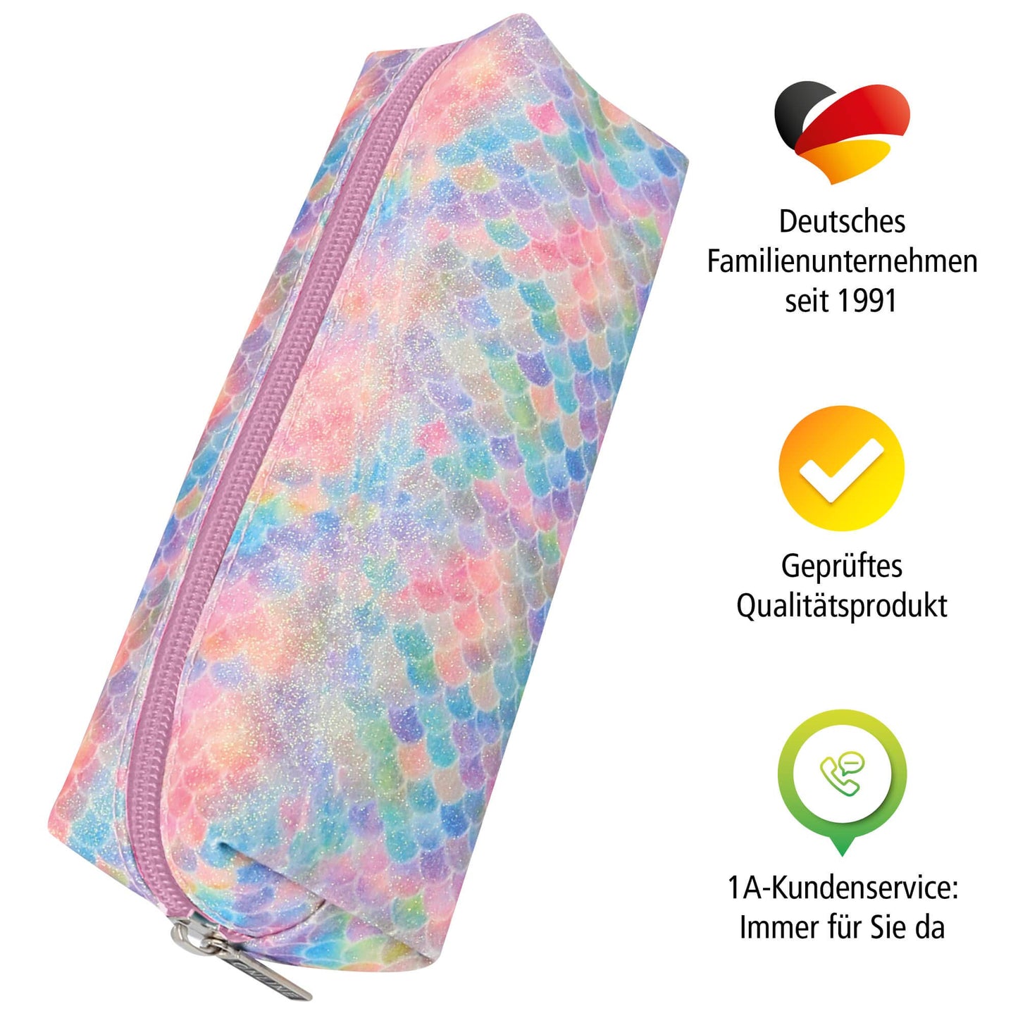 ONLINE Pencil Case Mermaid, Large Capacity Storage Bag, Box with Zipper, Sparkling Pen case for