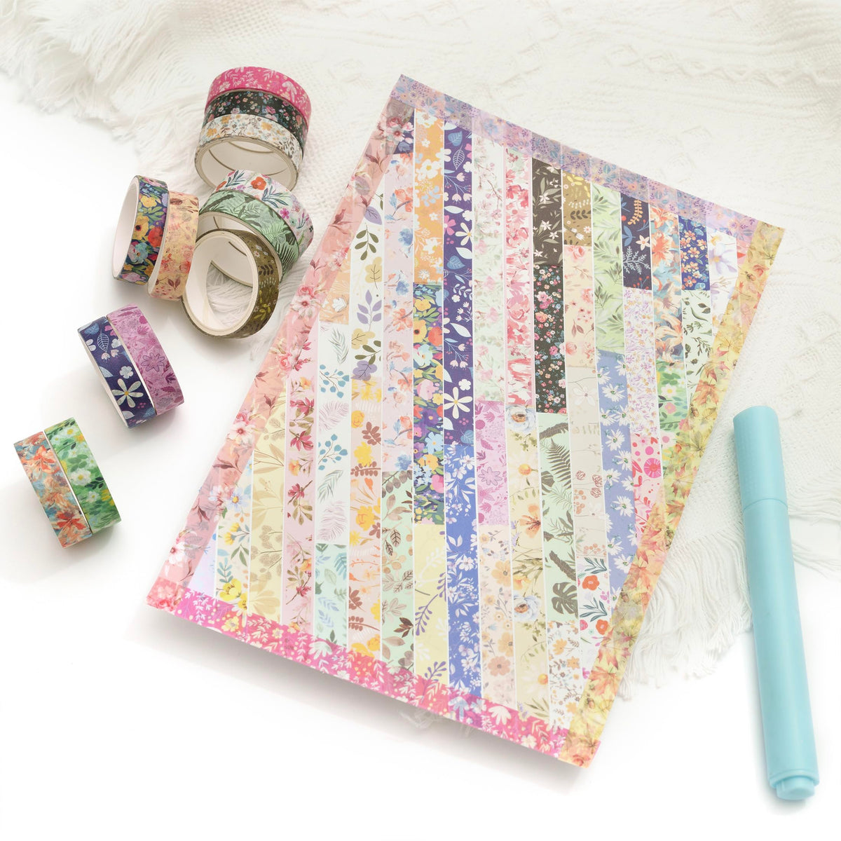 YUBBAEX Flowers Washi Tape Pack 50 Rolls Floral Printed Masking Tape Plants Decorative for Arts
