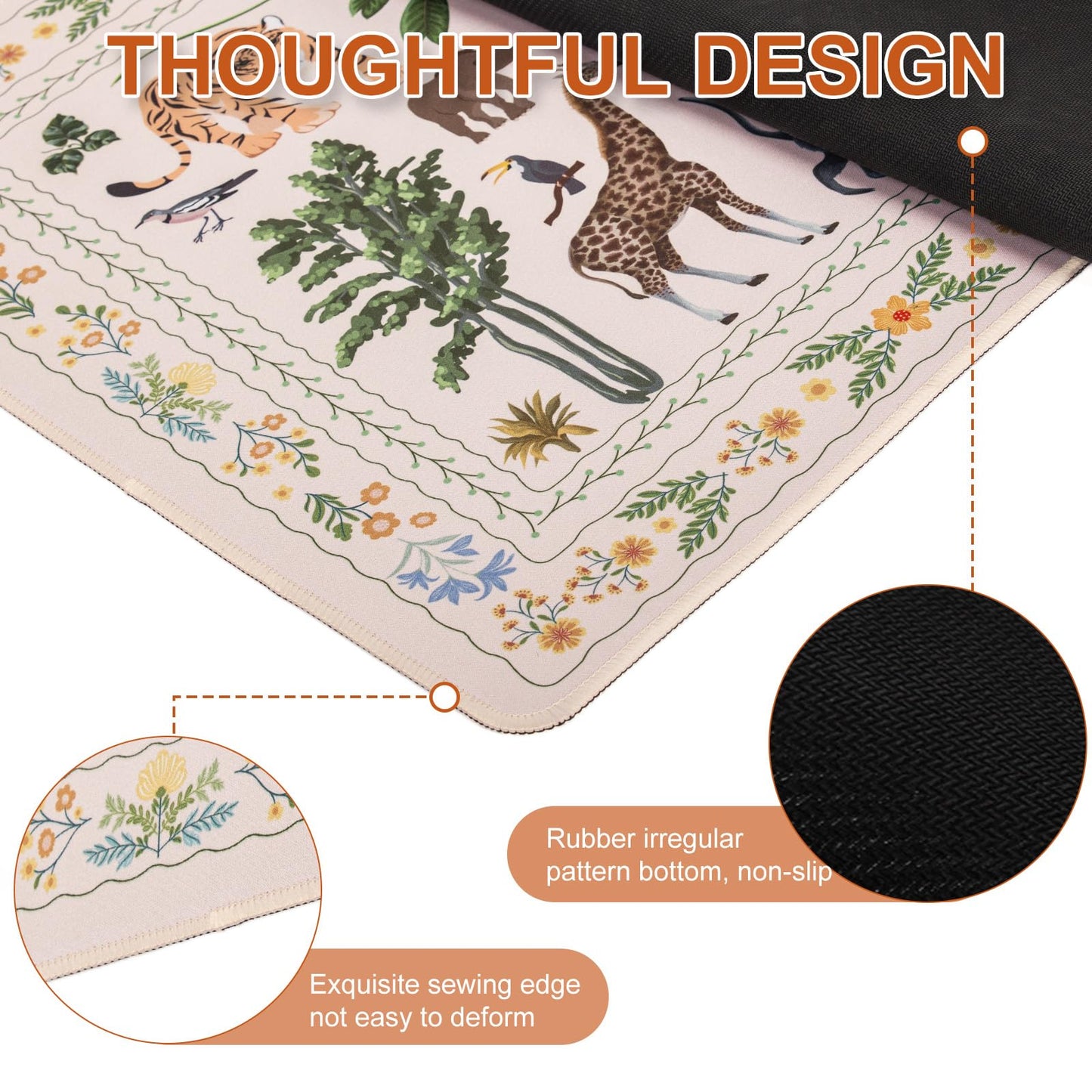 L-SPOUTTO Jungle Animal Desk Mat for Keyboard and Mouse,XXL Large Mouse Pad