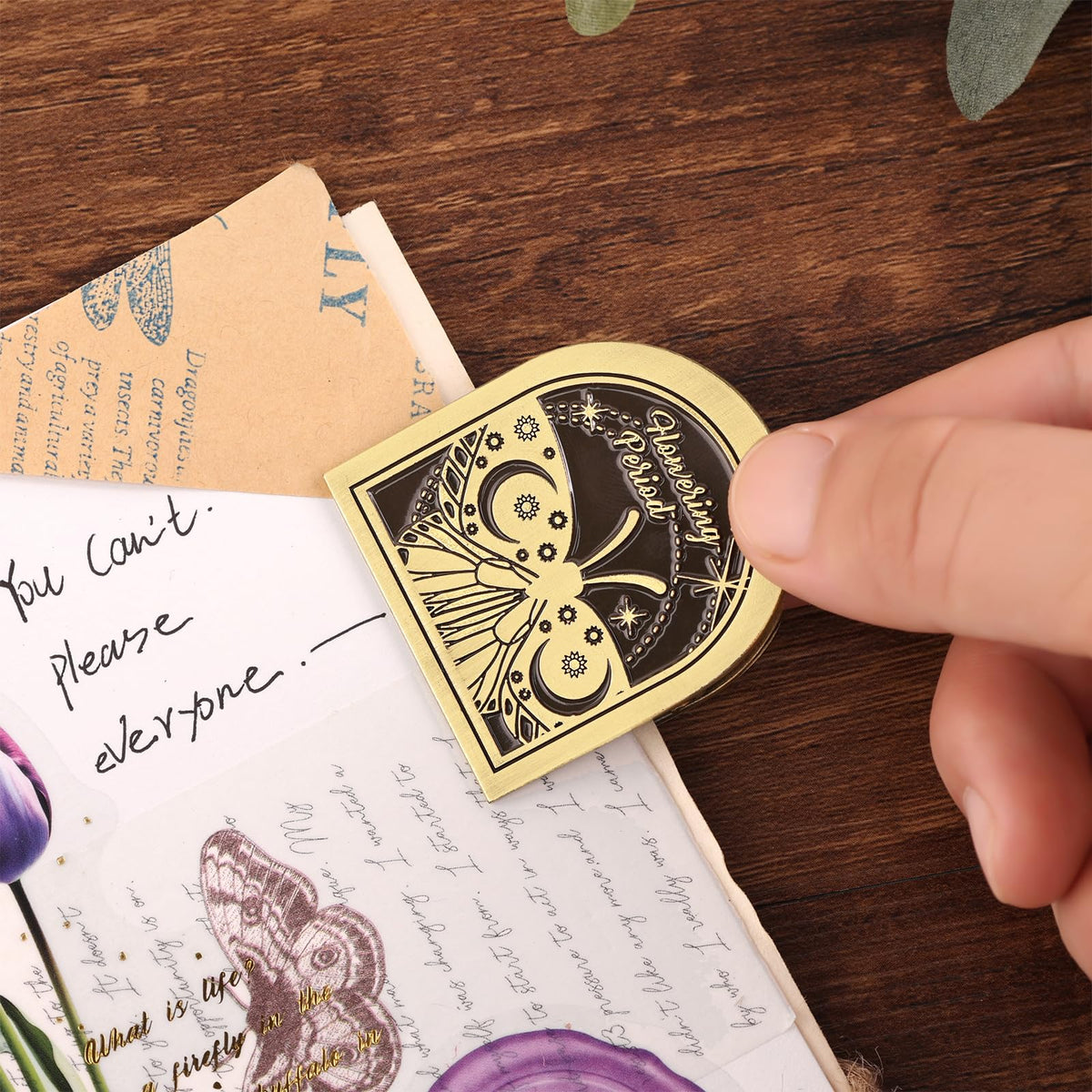 Dizdkizd Vintage Metal Clip for Journals, Planners, Notebooks, Brass Colored Book Clip Little