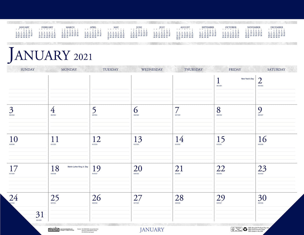 House of Doolittle 2021 Monthly Desk Pad Calendar, Classic, 22 x 17 Inches, January - December