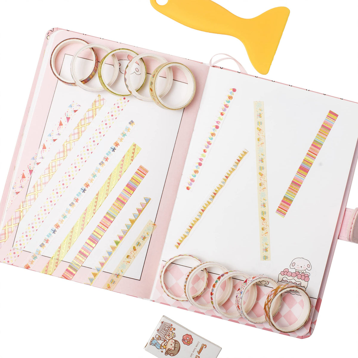 YUBBAEX 10 Rolls Sparkling Washi Tape Set 8mm Skinny Gold Foil Decorative Masking Washi Tapes for