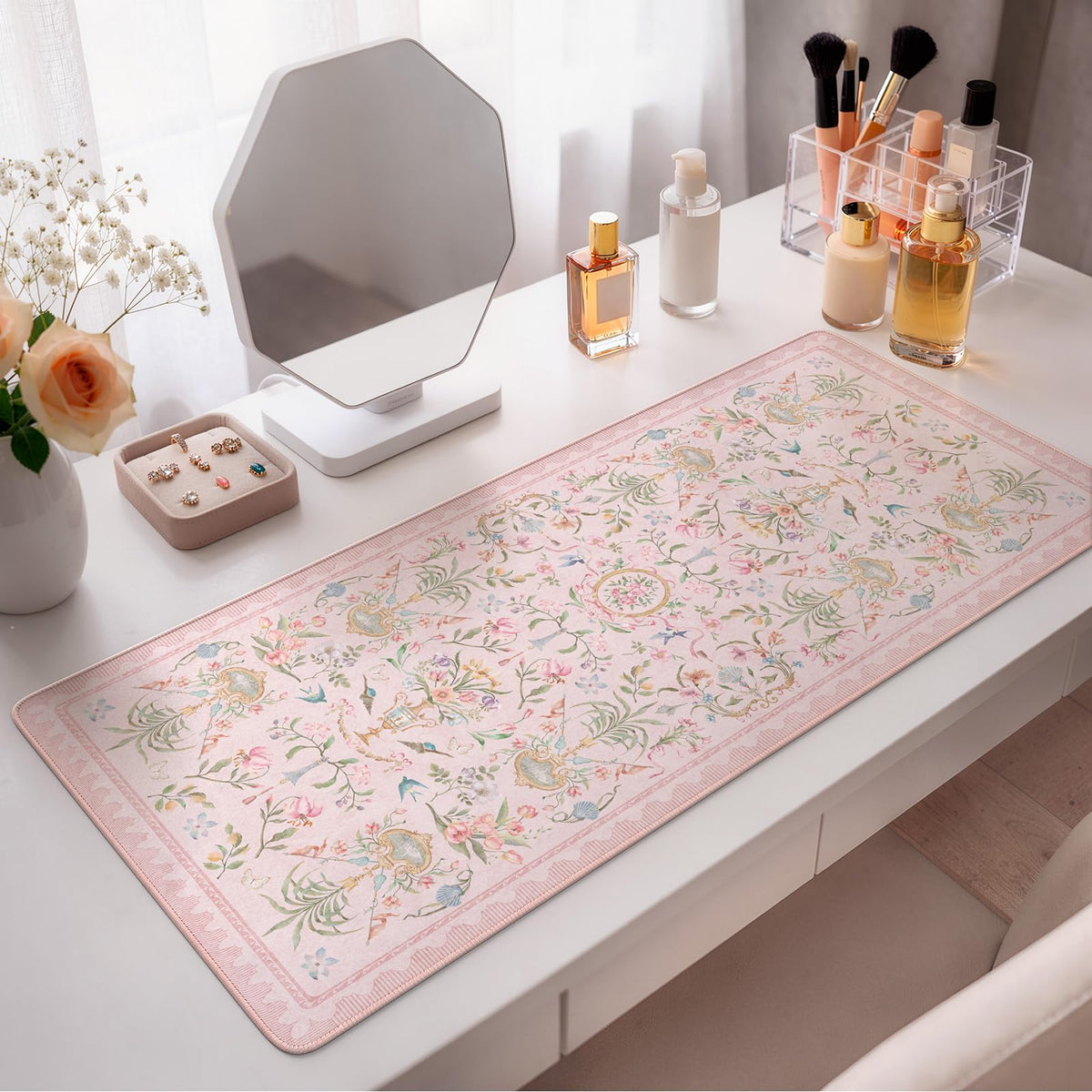 HAOCOO Pink Desk Cover Mat, 31.5" x 11.8" Computer Mat for Office Desk