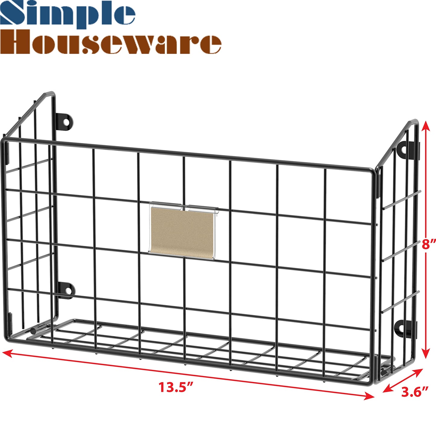 Simple Houseware Grid Wall Mount Single Pocket File Holder, 3-Pack, Black
