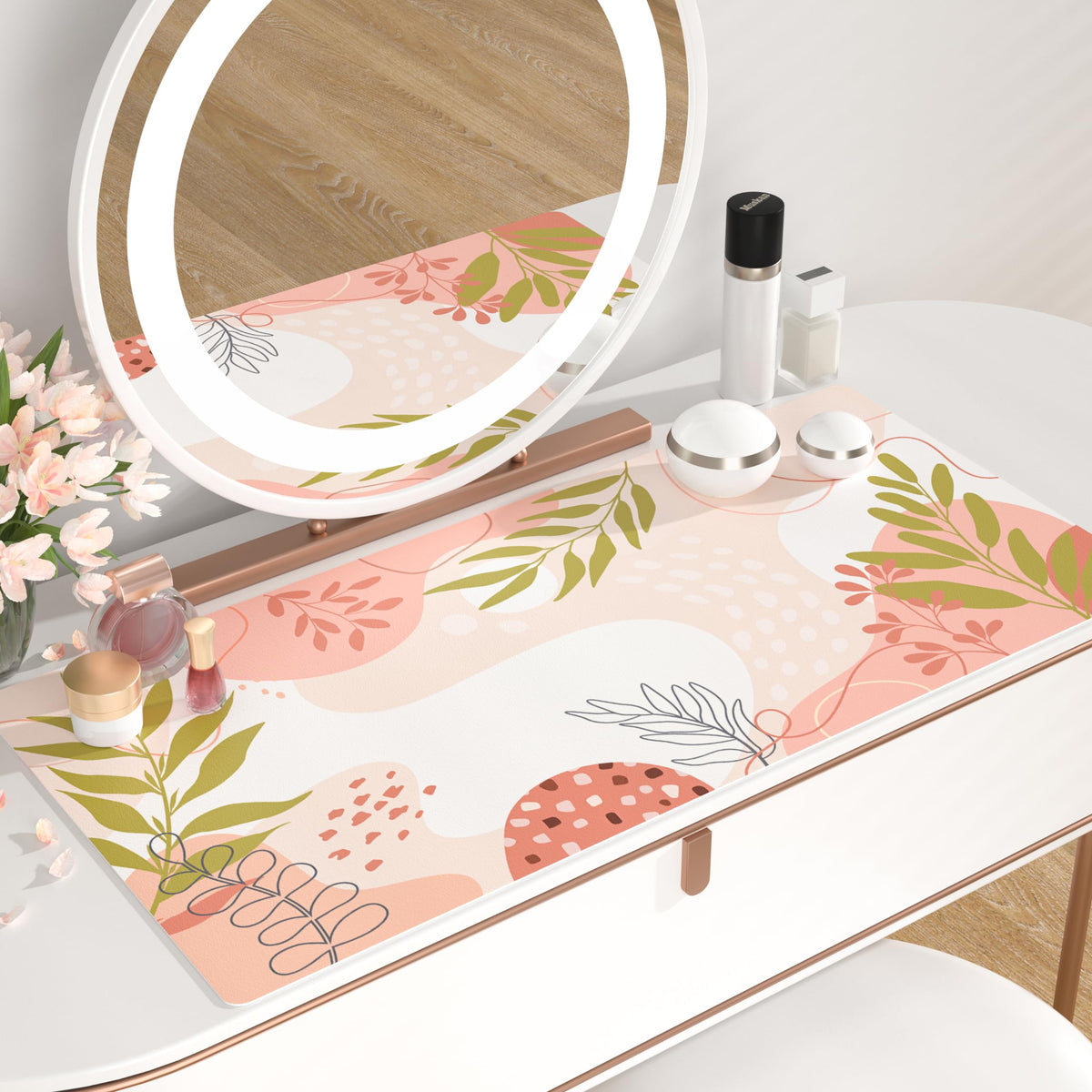 QiyI PU Leather Large Mouse Pad, 31.5" x 15.7", Minimalist Pink