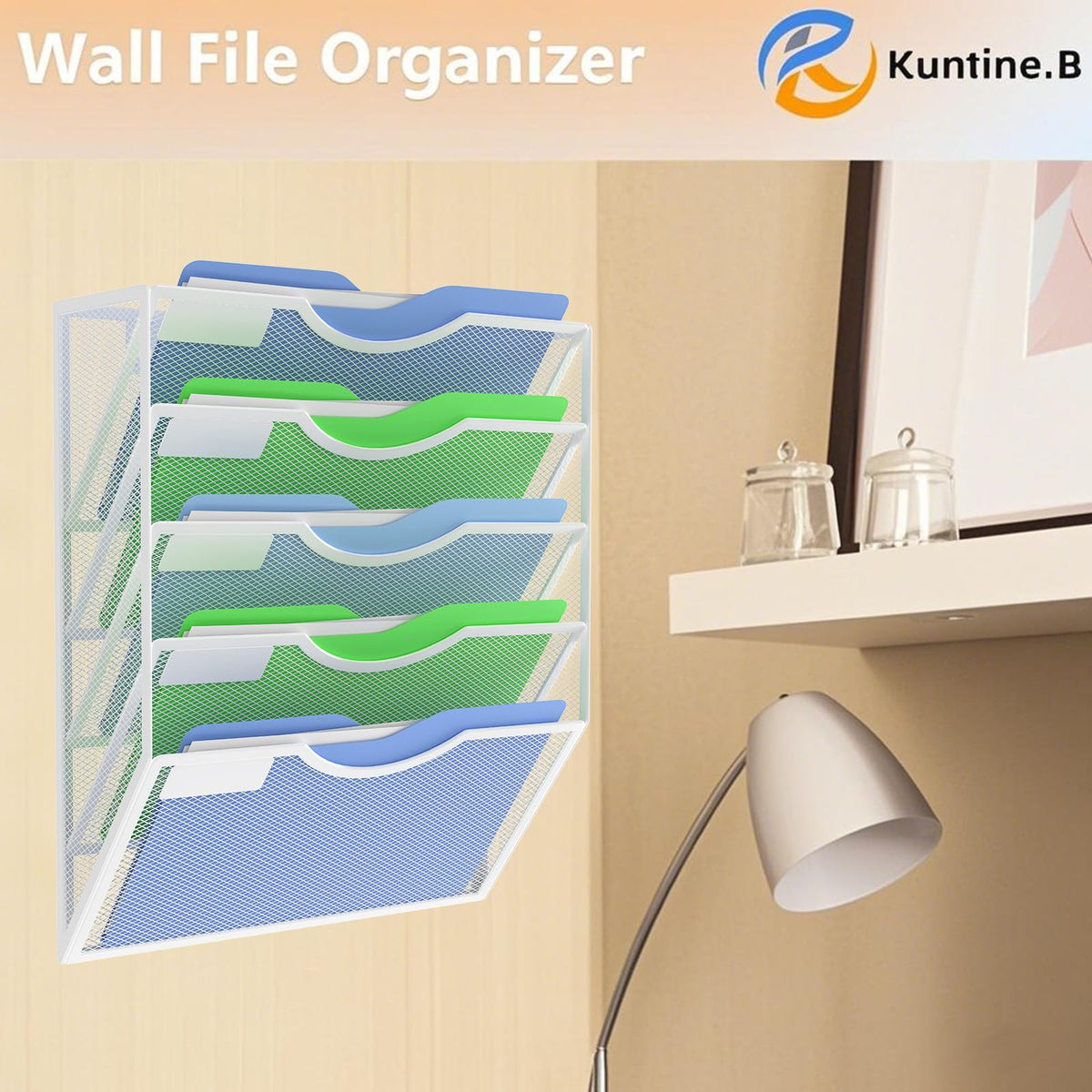 Kuntine.B Wall File Organizer Office Hanging Magazine Holder Wall File Organizer for Office Home