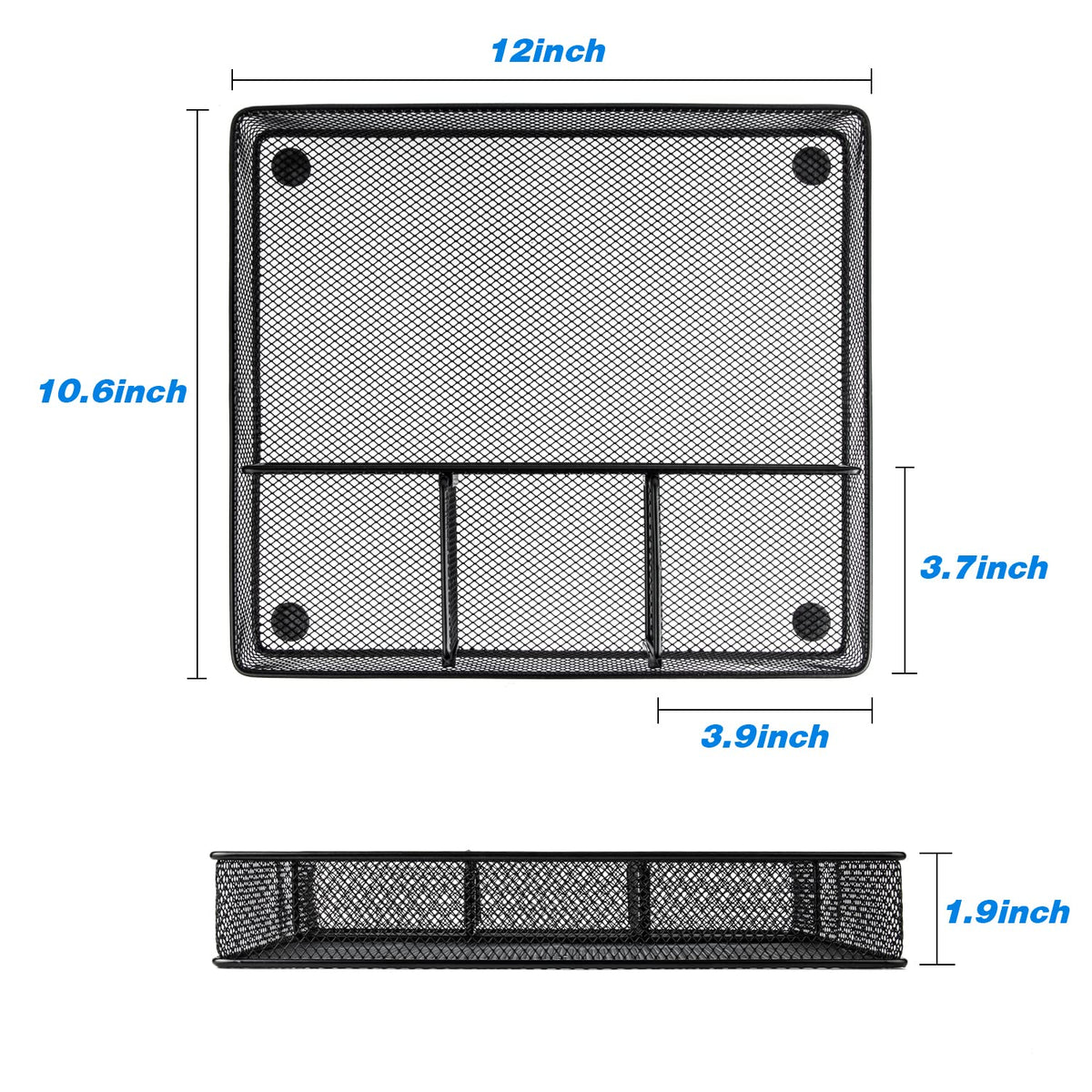 VyGrow Desk Drawer Organizer Tray, Metal Mesh Drawer Organizers Office, 4 Grid with Adjustable