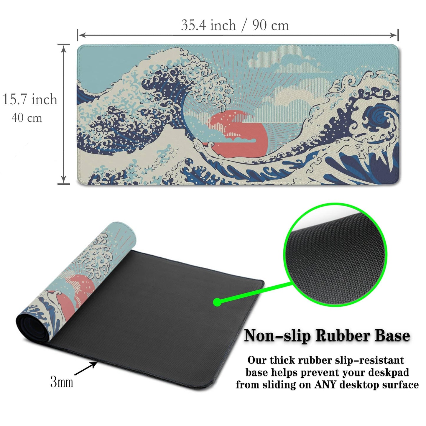 Samgula Extra Large Mouse Pad Blue XXL Mousepad, Big Mouse Pads Office Desk Mats, Desk Pad Mat