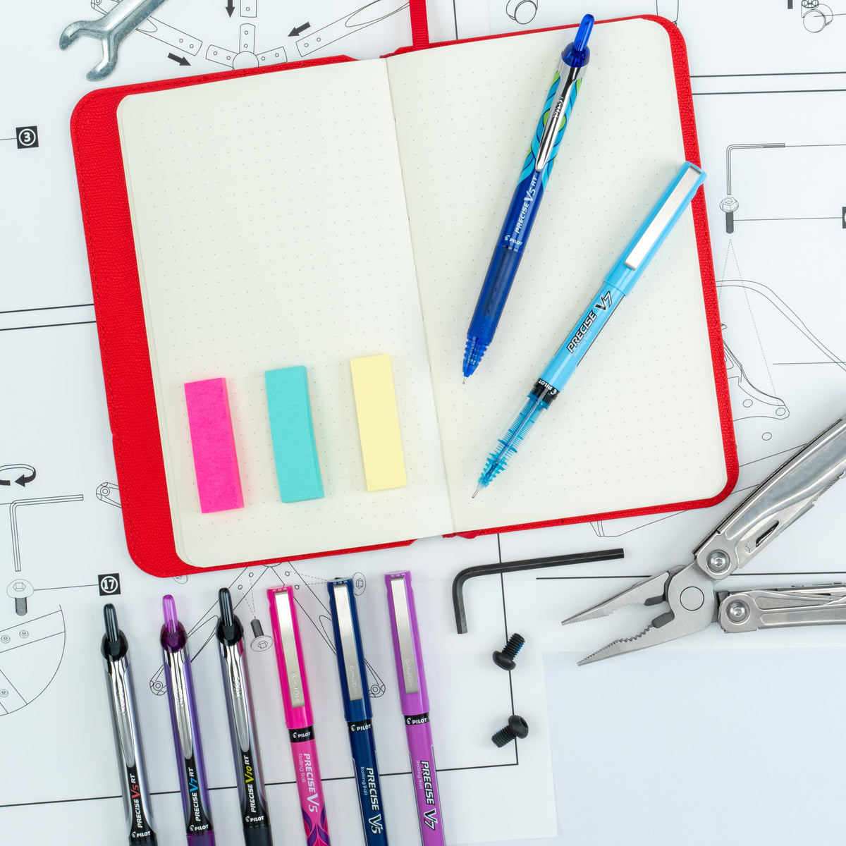 PILOT Precise V10 RT Retractable Ball Pens, 1.0mm, Purple, 12-Pack