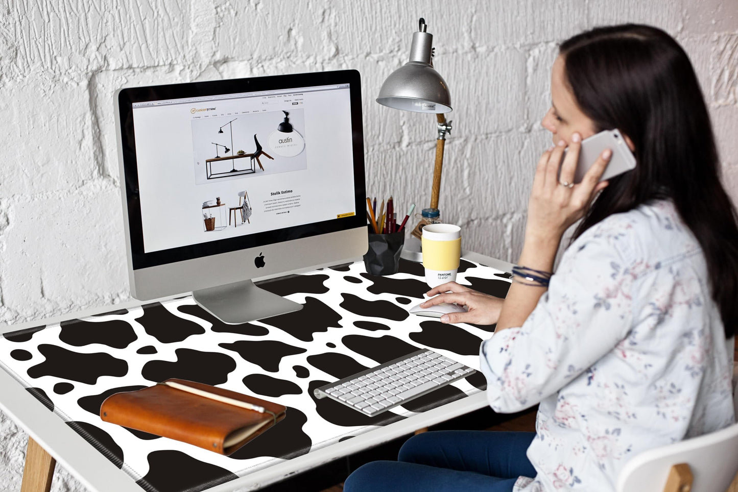 Gaming Mouse Pad 48x24 Desk Mat Giant Mousepad Large Desk Pad Cow Print Full Mouse Mat XXXL