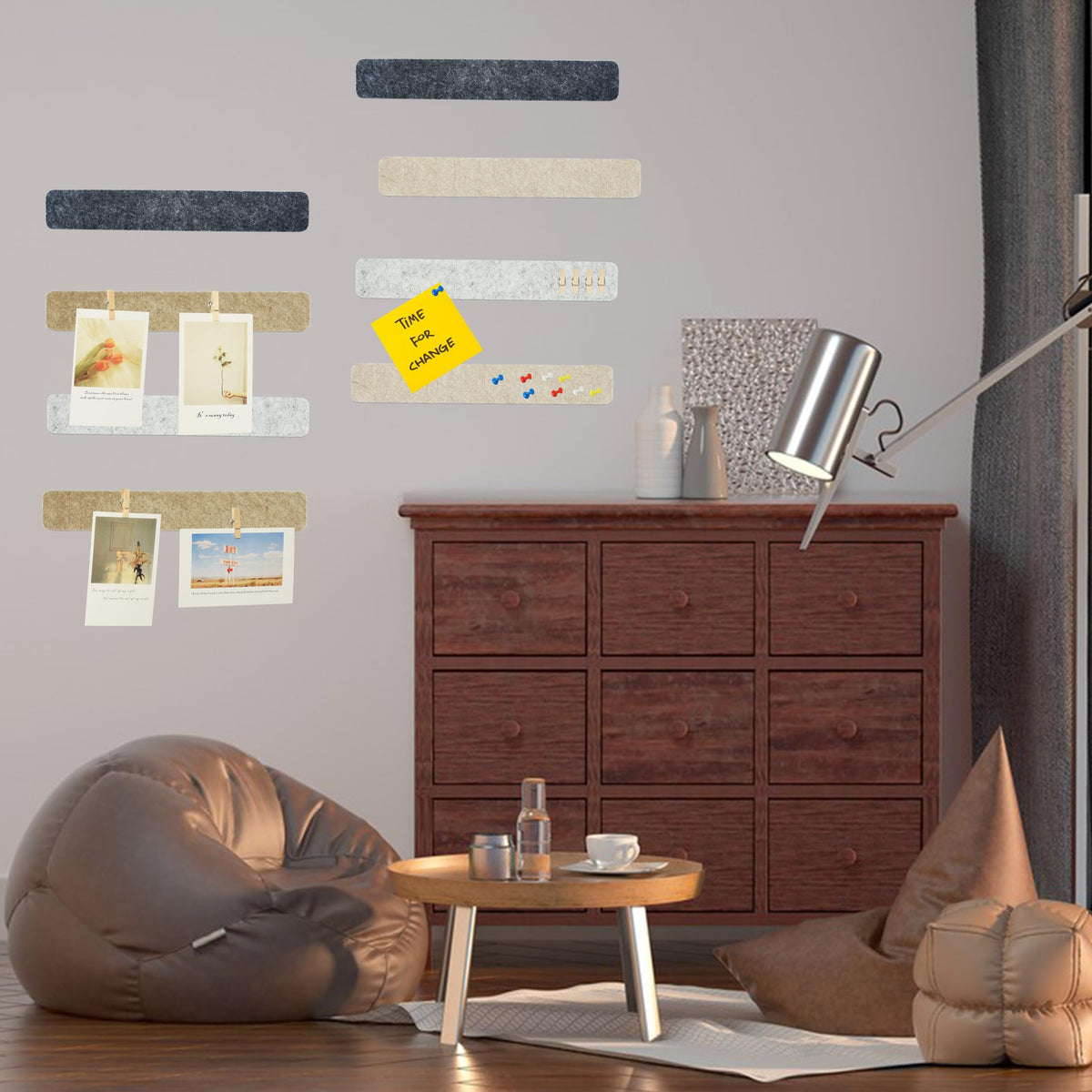 YOUDEFUL 8Pcs Bulletin Board Strip, Felt Cork Board with 50 Pushpins