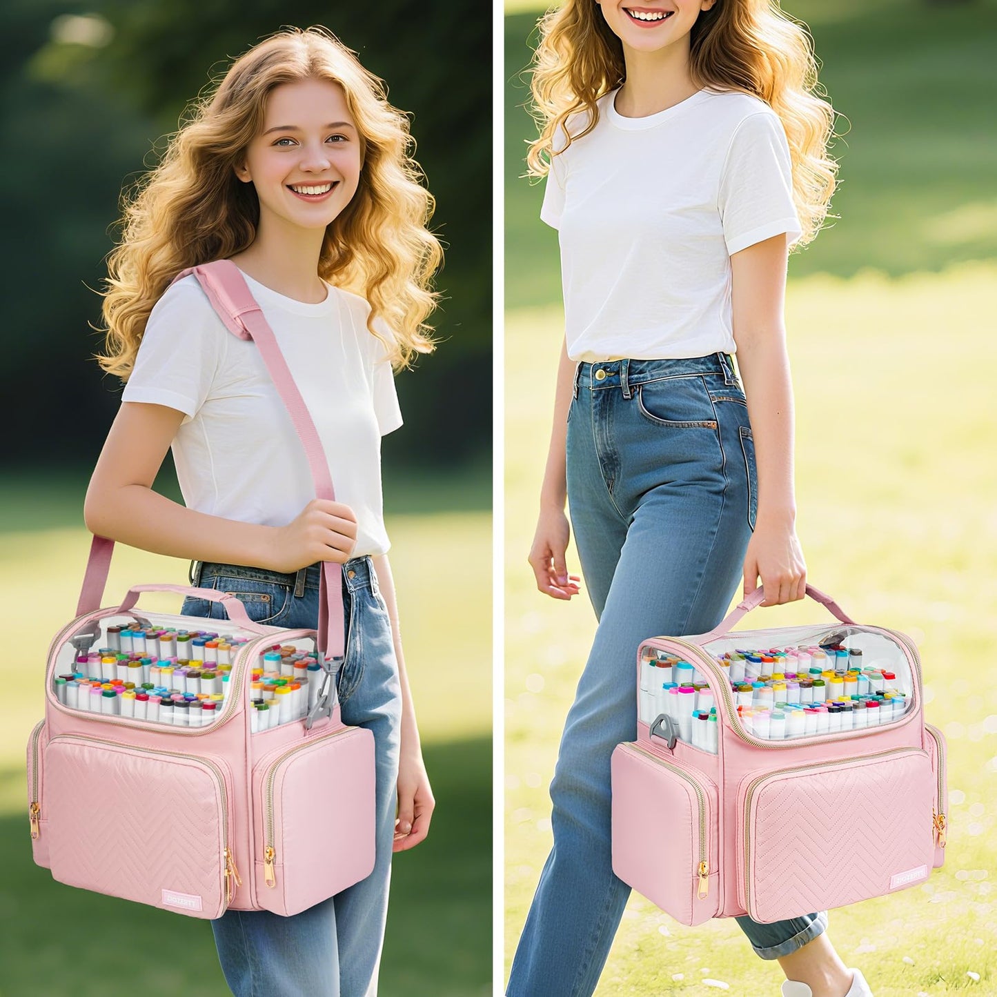 ZIOZERTT Marker Organizer Case for 200+ Markers,Travel Marker Storage Bag with Dividers,Marker