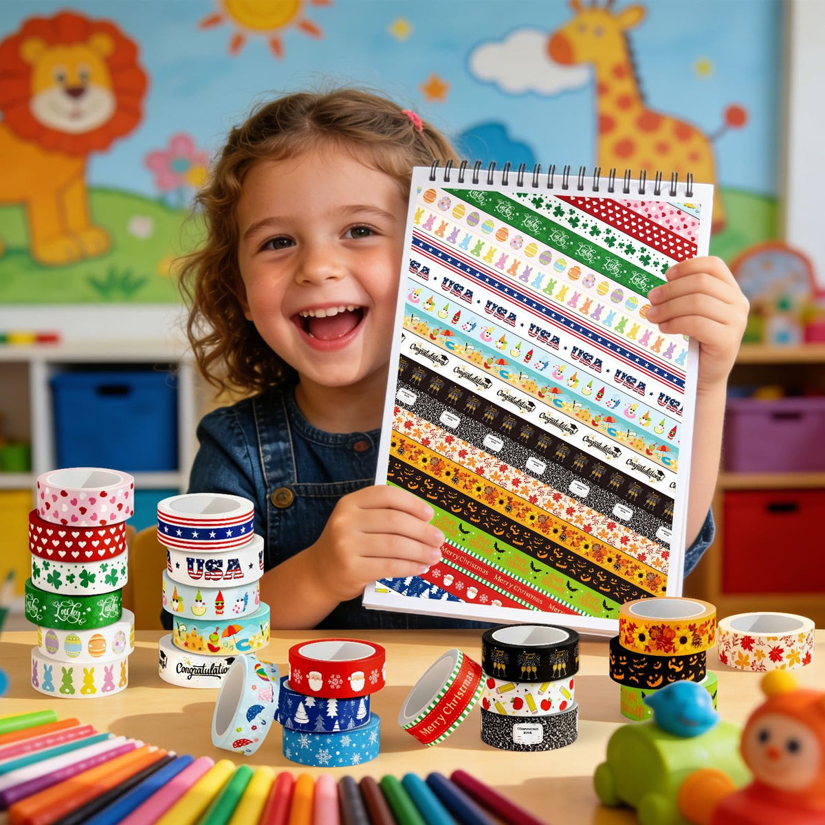 Whaline 24 Rolls Holiday Washi Tape Seasonal Masking Tape Set 4th of July American Festival Back to