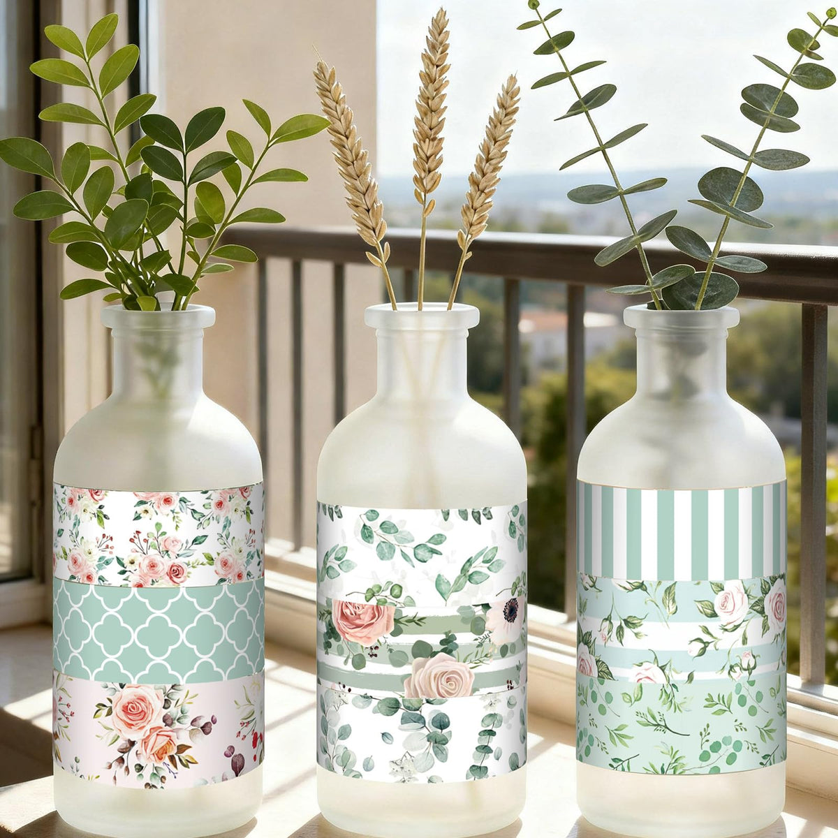 YooNotee 12 Rolls Floral Washi Tape Set,Pink and Green,Spring