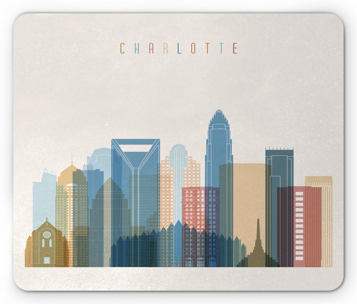 Lunarable North Carolina Mouse Pad, Charlotte Downtown Skyscrapers Urban Area Digital Global City