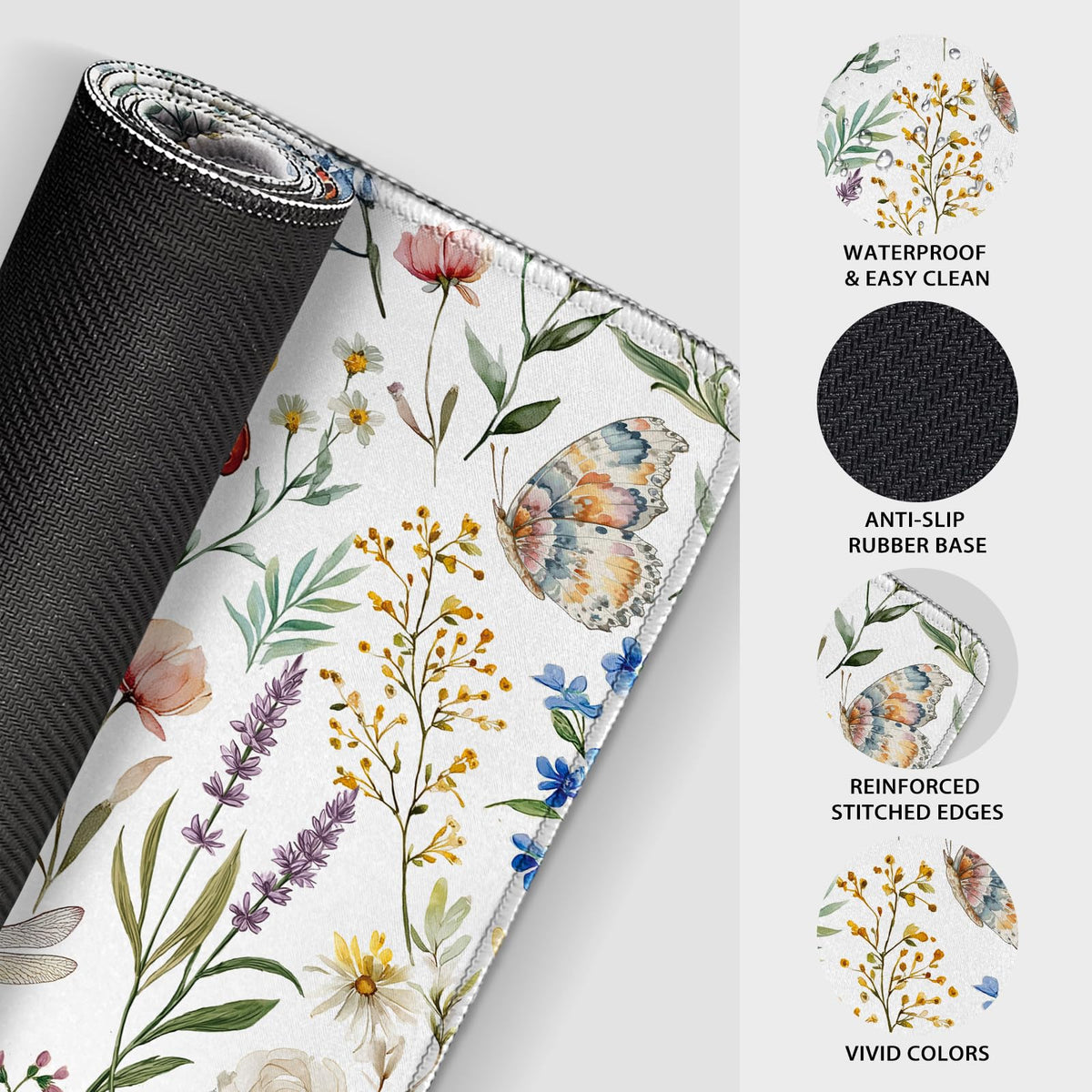 Mcapirivo Large Gaming Mouse Pad Desk Mat 31.5"x15.7" Non-Slip Weeds Floral