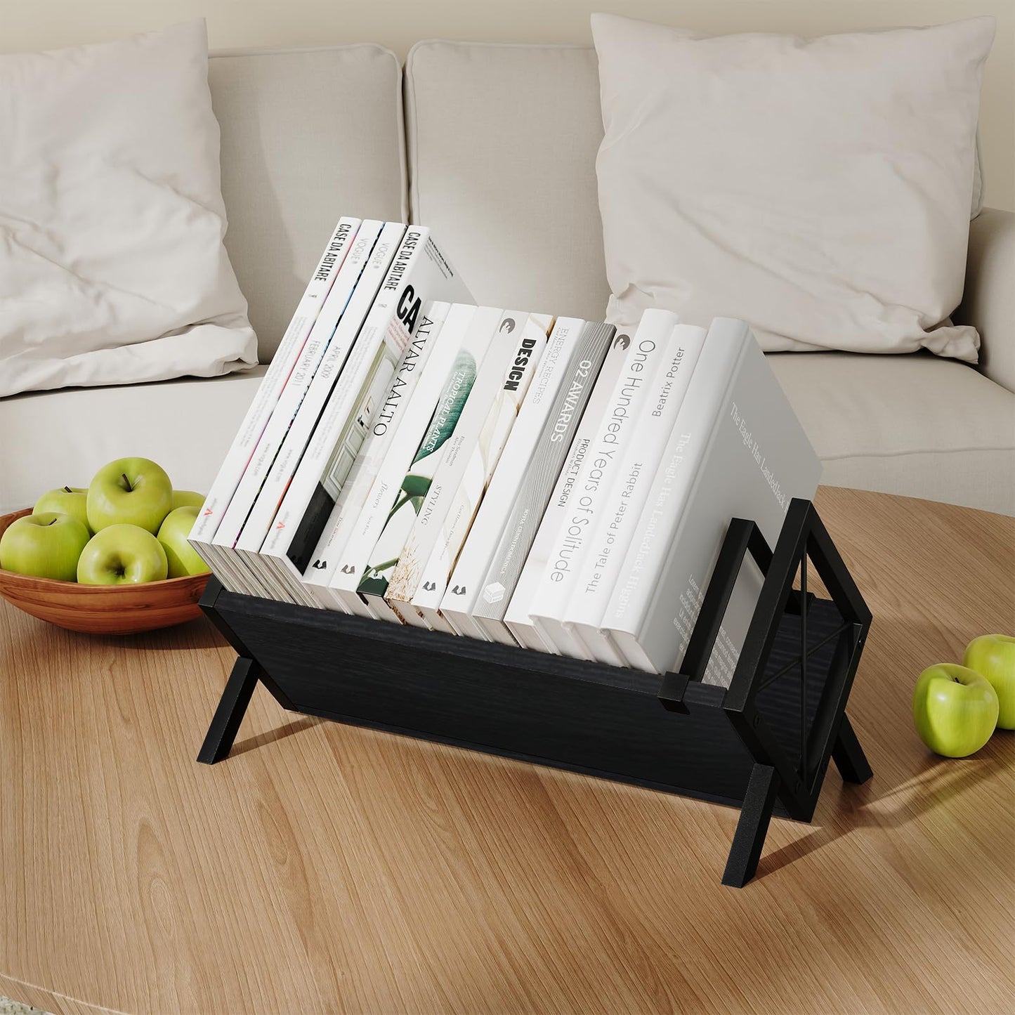 YINMIT Wood Desktop Bookshelf, Black Tabletop Bookshelf, Desk Shelf for Top of Desk in Living Room