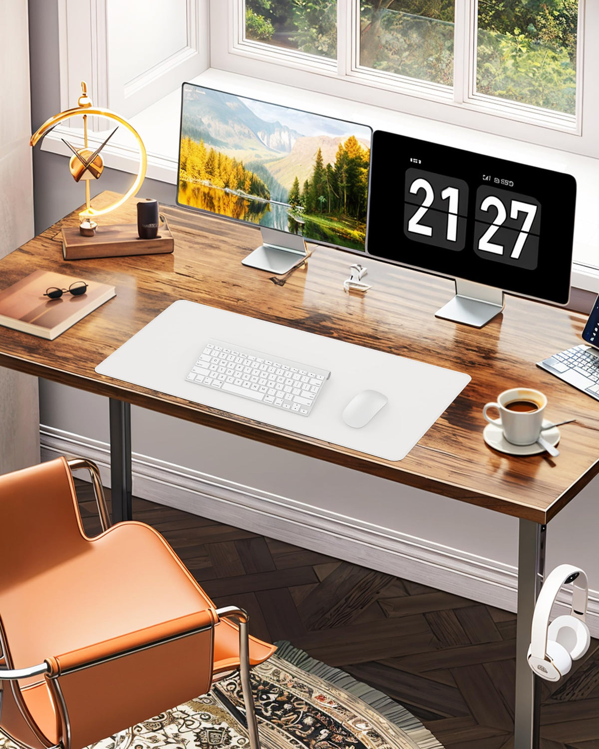 CEBOWA Large Desk Pad Mat - Waterproof Mouse Pad & Desk Protector, Non-Slip XL PU Leather Gaming