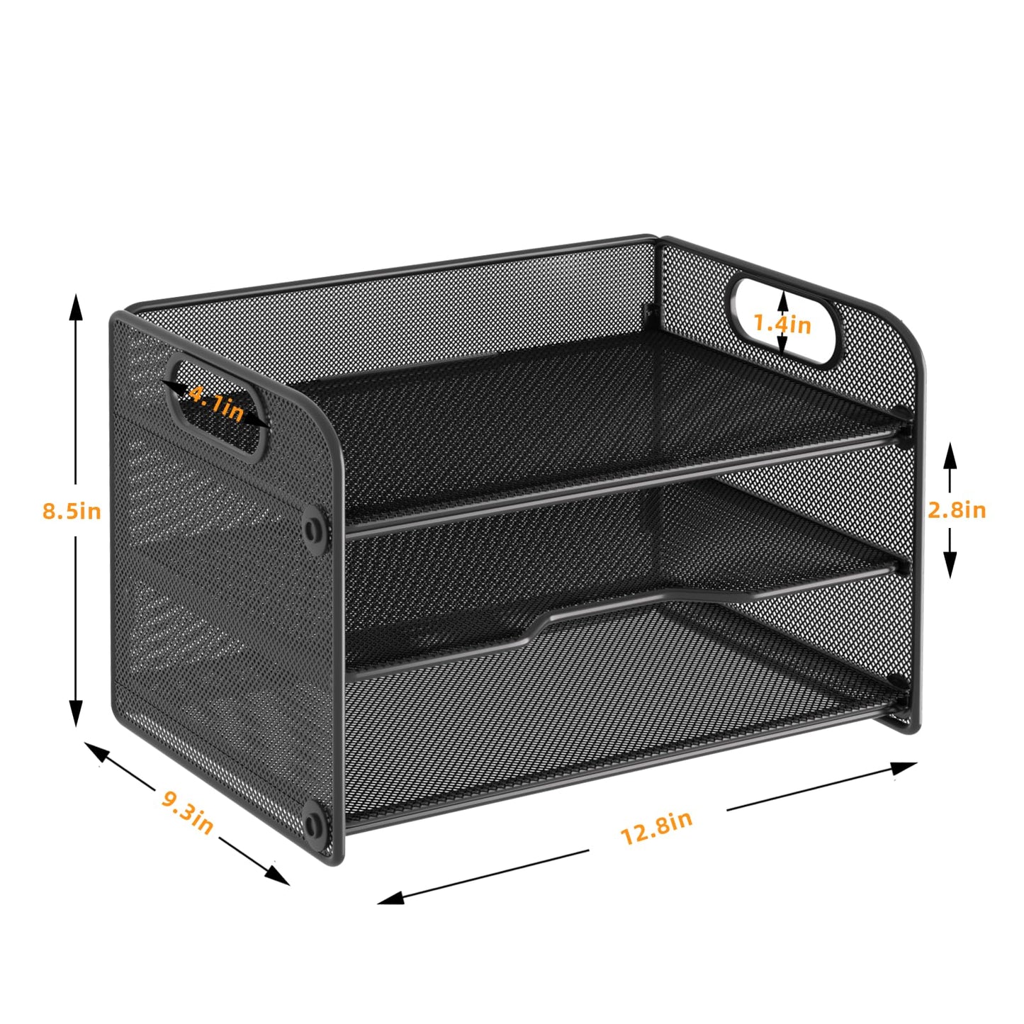 Samstar 3 Tier Letter Tray Paper Organizer with Handle, Mesh Desk Organizer Paper Sorter File Rack