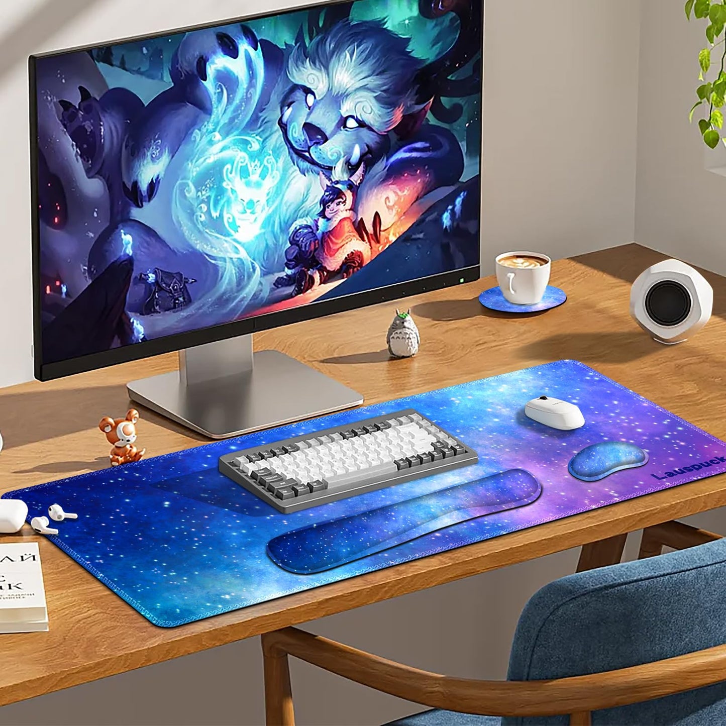 Lauspuck Desk Mat, Gaming Mouse Pad Wrist Rest Support Combo, XXL Large Mousepad + Keyboard Wrist