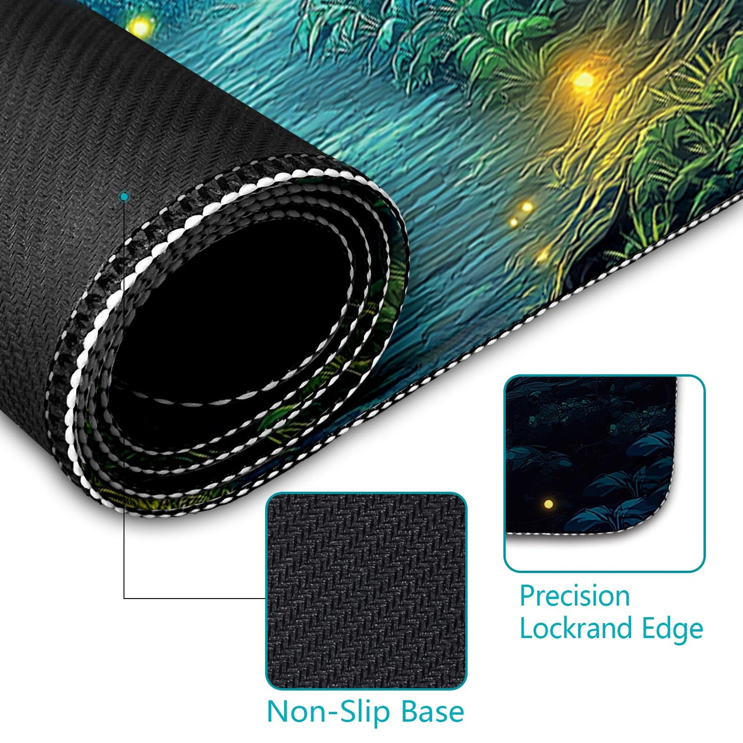 LIMKRIAN Firefly Forest Mouse Pad Large Desk Mat, Extra Large Gaming Computer Mousepad with