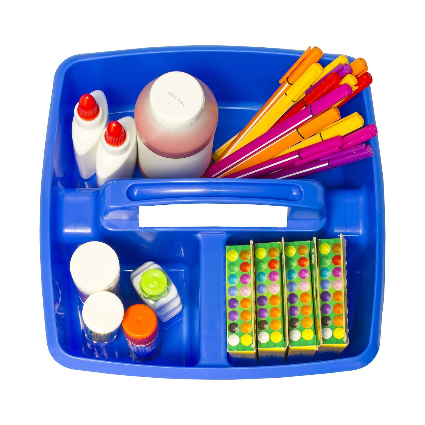 Storex 3-Compartment Small Caddy – Multipurpose Classroom Organizer with Handle, Assorted STEAM