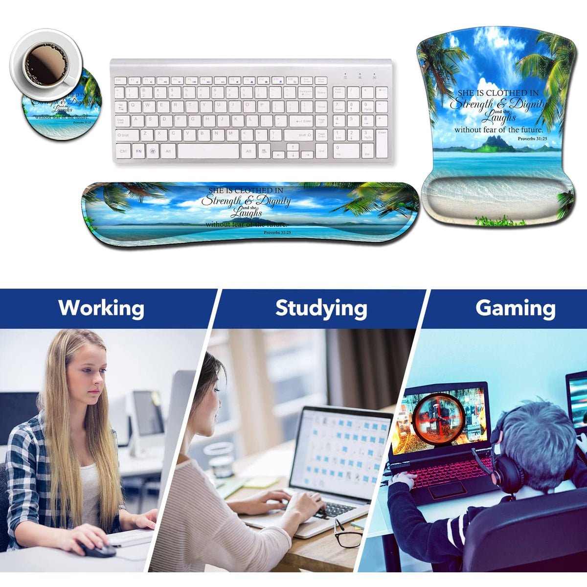 Mouse Pad, Memory Foam Keyboard Wrist Rest Support,Non-Slip Rubber Base,Ergonomic Comfortable Gel