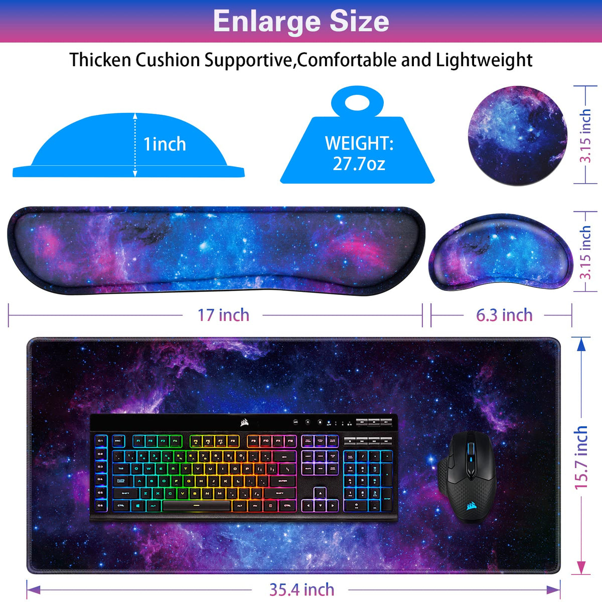 Canjoy Desk Mat with Wrist Rest, Keyboard and Mouse Pad Wrist Support Pad