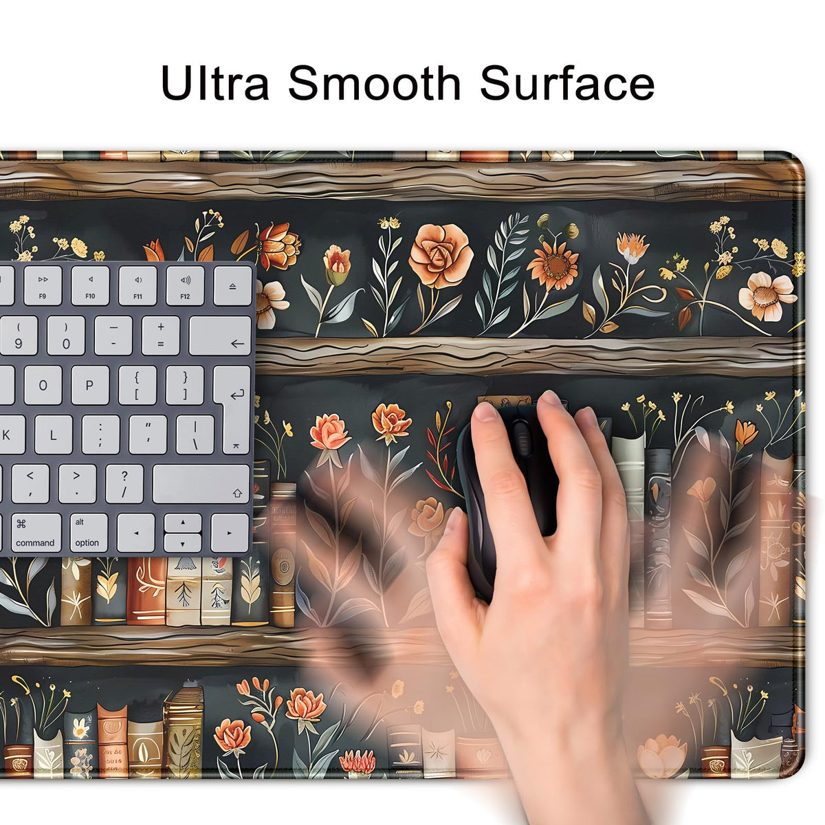 Library Desk Mat Dark Academia Large Mouse Pad Forest Book Nature Floral Gaming Mousepad XL Vintage