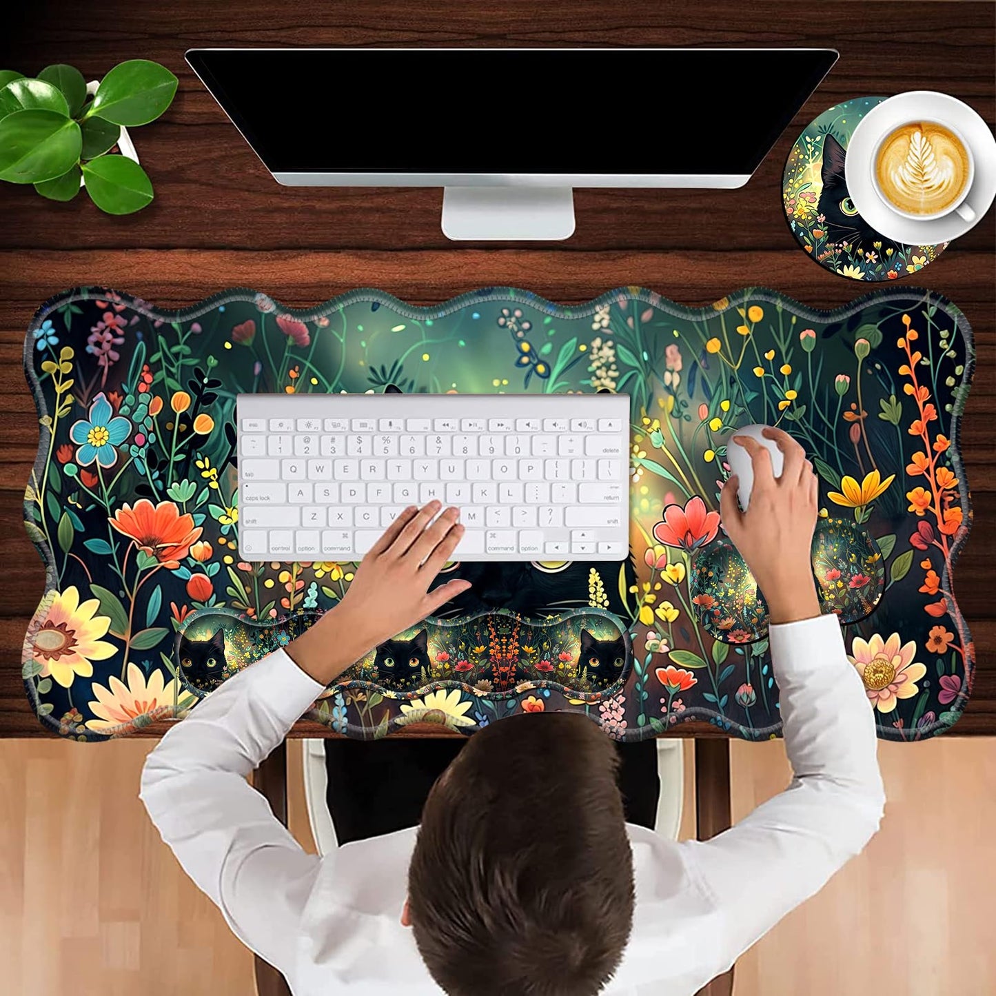 AIRWEE XXL Gaming Mouse Pad Set, 31.5"x11.8" Large Desk Mat with Keyboard Wrist Rest and Mouse