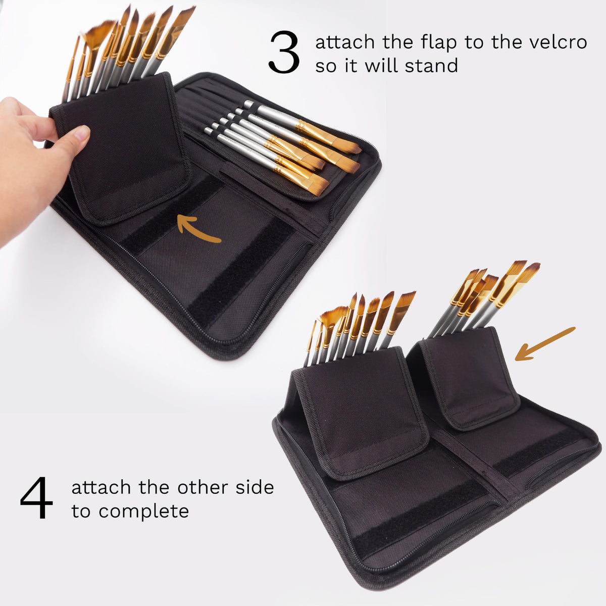 MyArtscape 15 Taklon Paint Brushes with Travel Holder - Short Handle