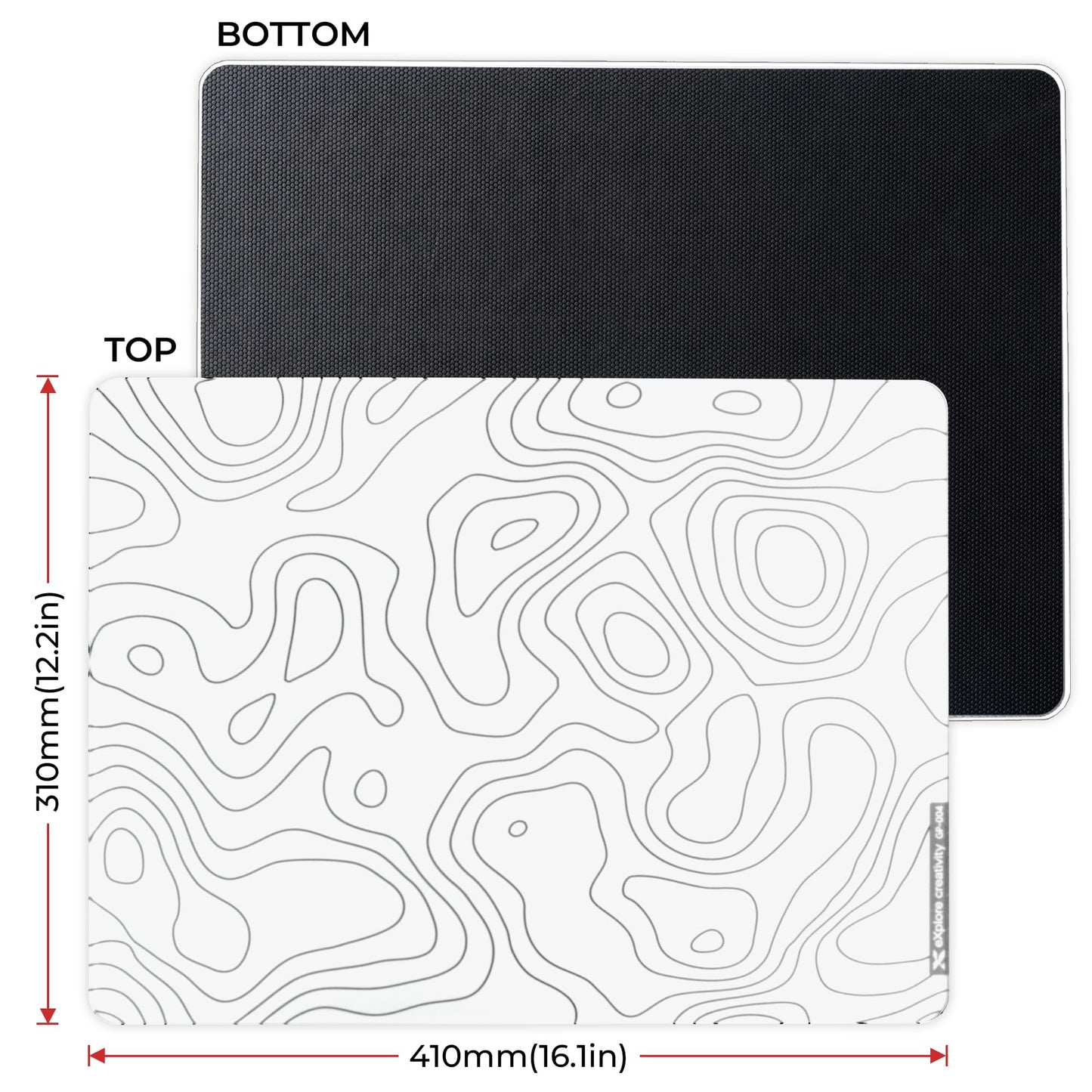 XVX White Topograph Glass Mousepad 4.0, Hard Mouse Pad for Gaming,Ultra-Smooth Micro-Etched Surface
