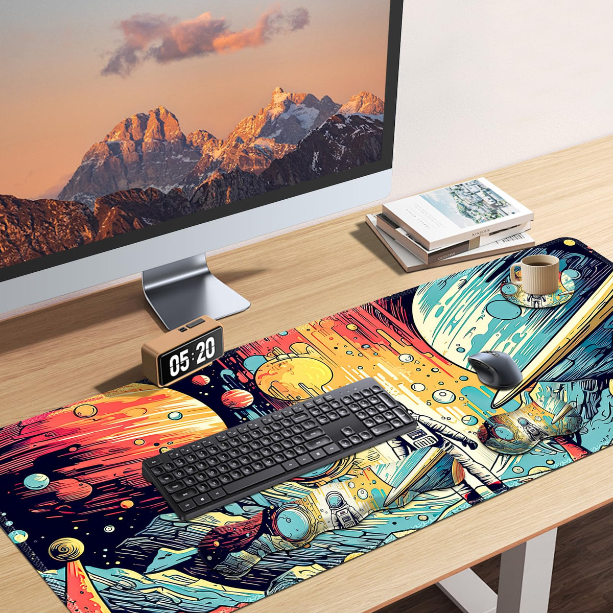 AIMSA Desk Mat Set, Mouse Pad with Wrist Rest +Keyboard Wrist Rest +Large Mouse Mat +Coaster, 4in1