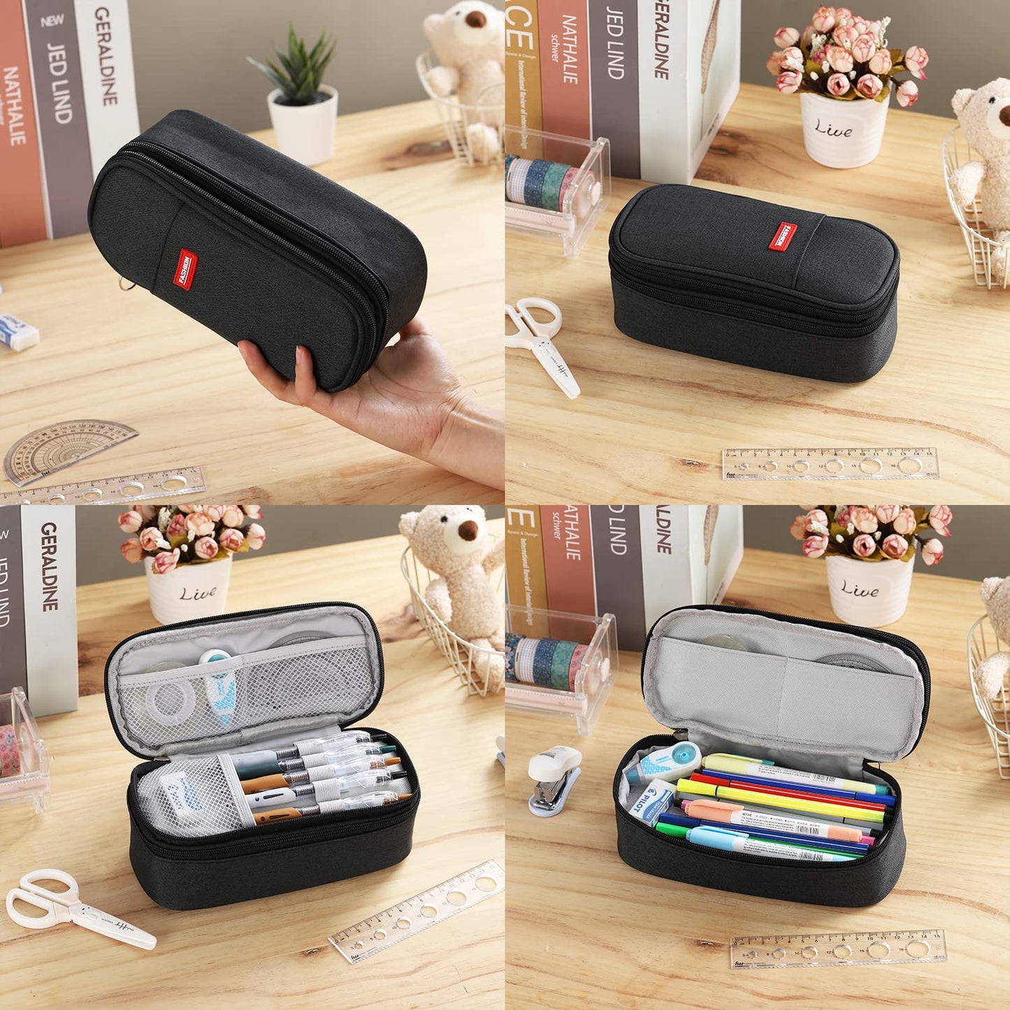 Dugio Large Pencil Case for Girls Teens Kids Pencil Bag with Zipper Black