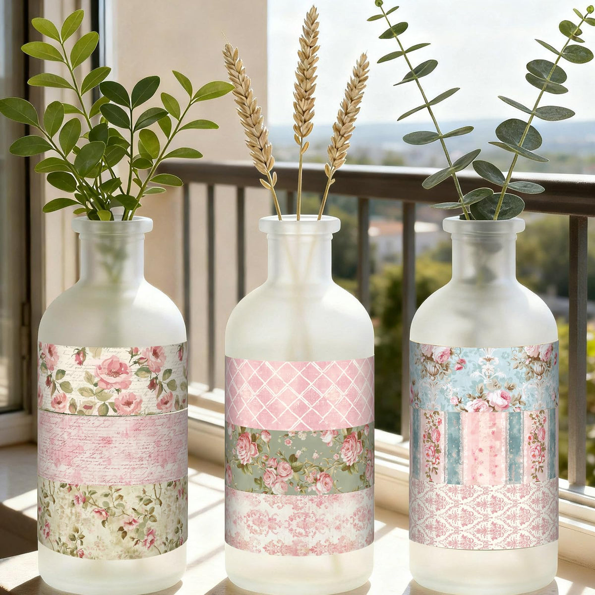 YooNotee 12 Rolls Floral Washi Tape Set,Vintage Pink,Rose