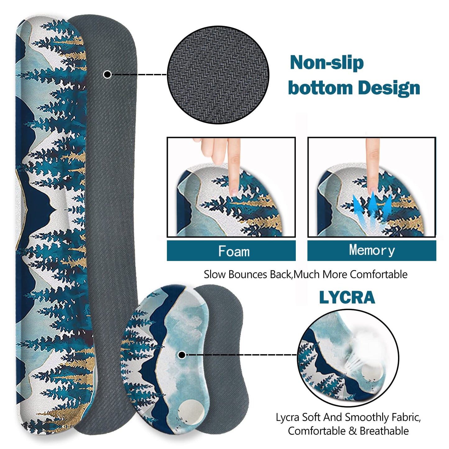ARTSO Large Gaming Mouse Pad Set, Keyboard Wrist Rest Support + Mouse Wrist Cushion + Extended