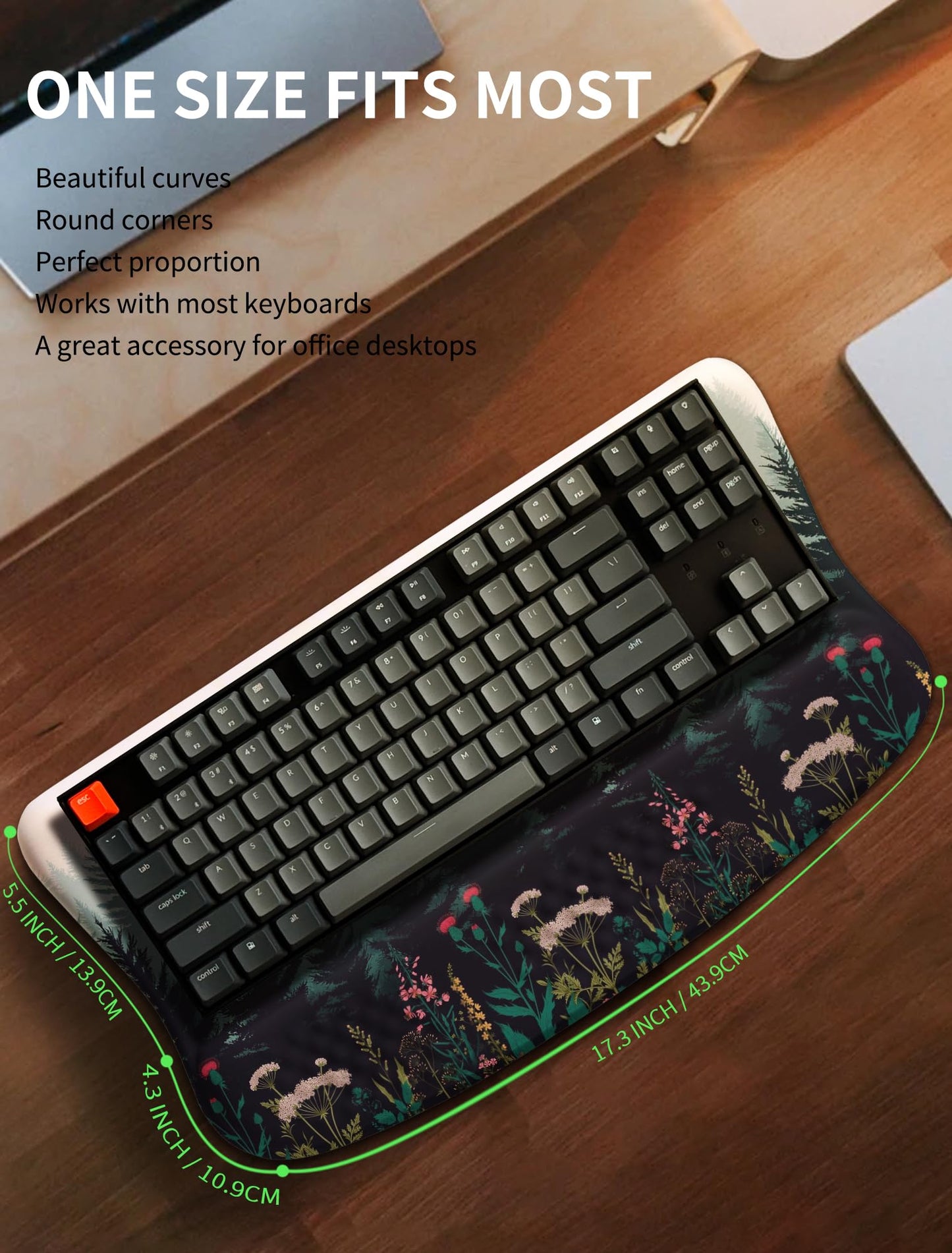 KUOSGM Ergonomic Wave Wrist Rest with Keyboard Stand, Cushioned Palm Rest, Comfortable Integrated