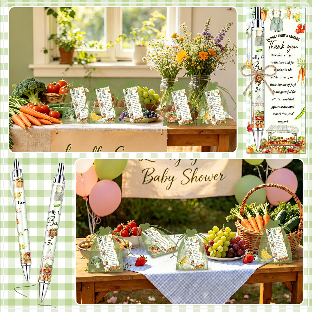 145 Pieces Locally Grown Baby Shower Gifts for Guest Farmers Market Baby On the Way Ballpoint Pens
