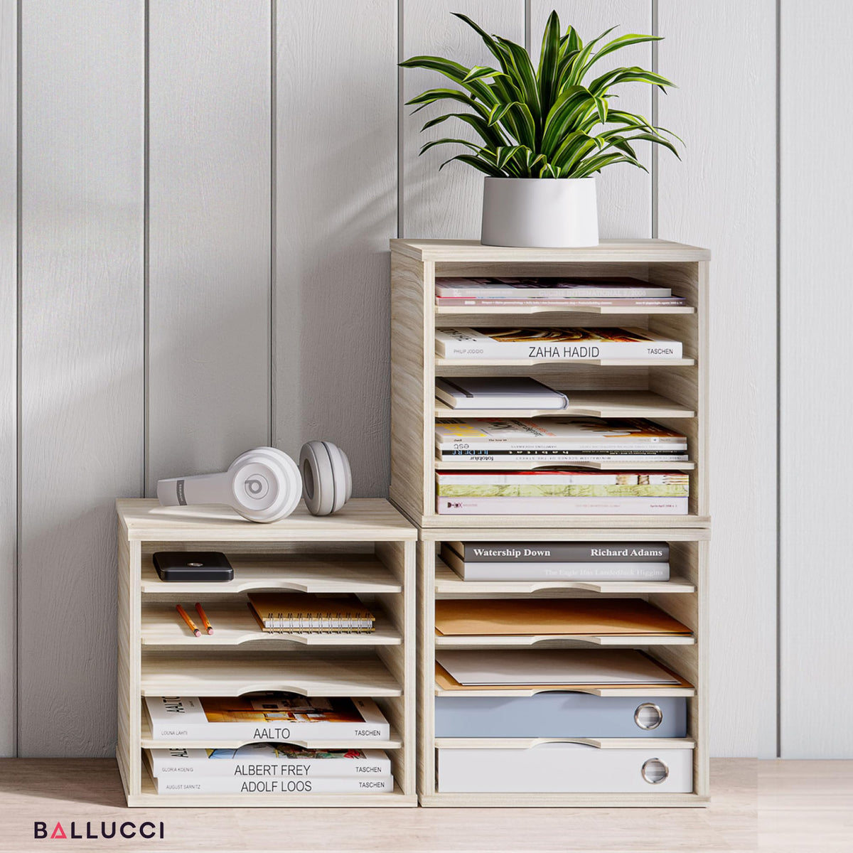 Ballucci 5-Tier File Organizer for Desk, Mail Sorter, Office Desk Organization, Paper Storage