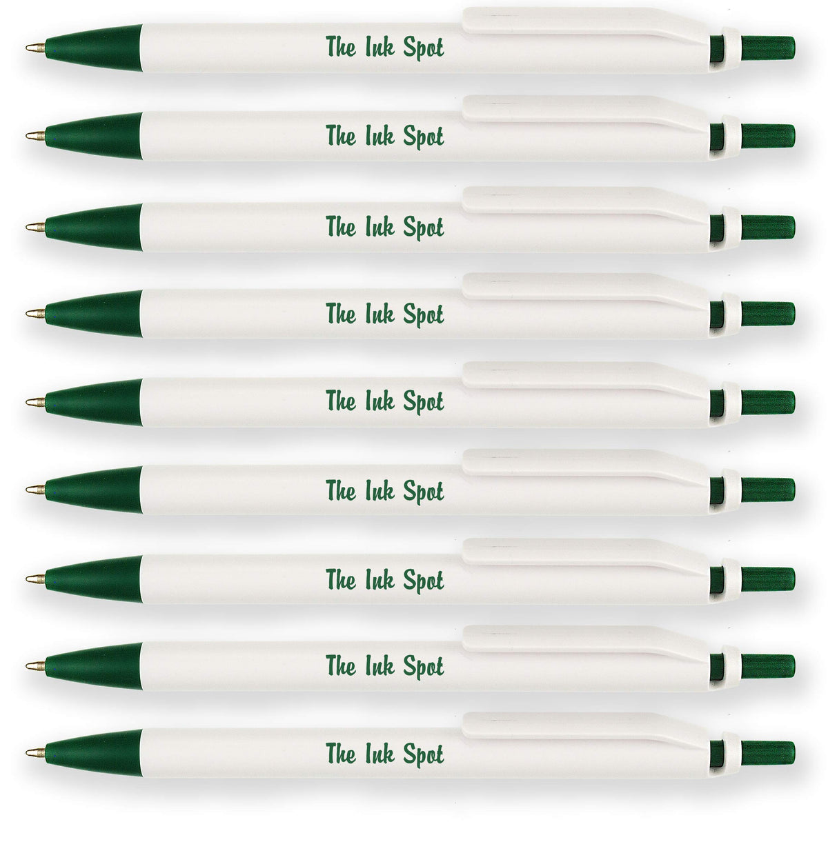 100 Excel Classic Click Personalized Custom Printed Pens - Green Trim