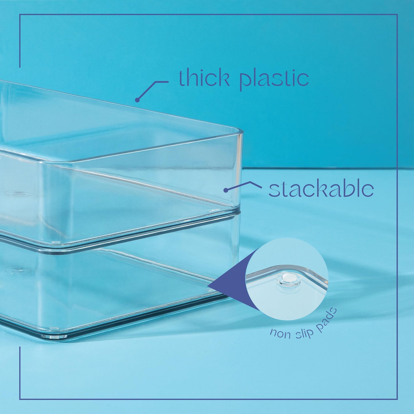 primebox Plastic Clear Acrylic Drawer Organizers. Bathroom, Kitchen, Bedroom, Utensils, Office