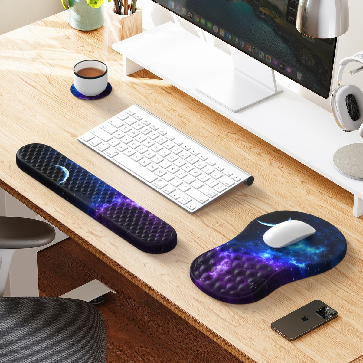 HAOCOO 3-Pcs Ergonomic Keyboard Wrist Rest Set with Mouse Pad