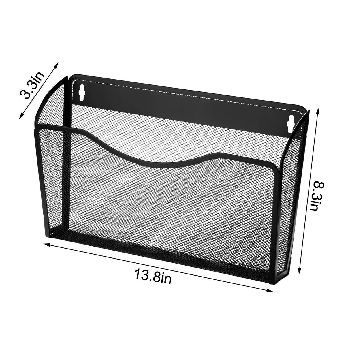 3 Pocket Wall Mount File Hanging Organizer, Metal Mesh Office Home Folder Binder Holder Magazine
