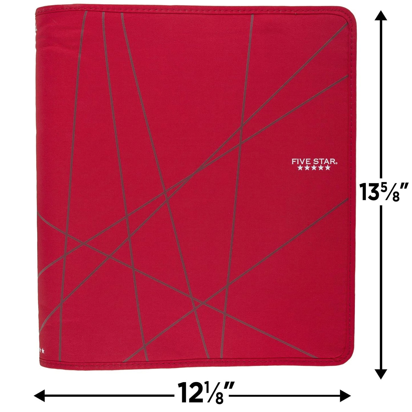 Five Star 1-1/2 Inch Zipper Binder, Ring Binder, Red (72356)