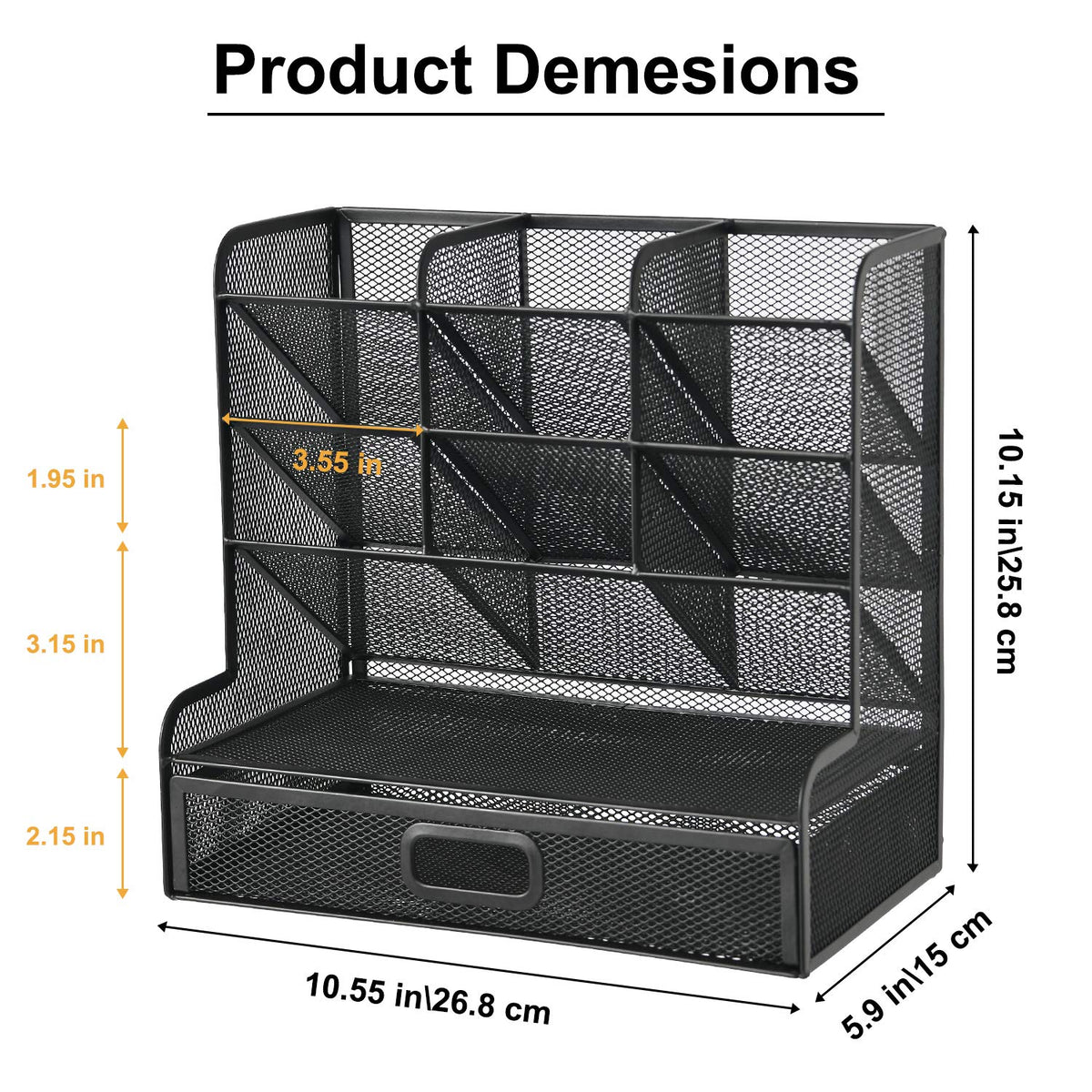 Marbrasse Mesh Pen Holder for Desk, Multi-Functional Pencil Organizer with Drawer, Desk Organizers
