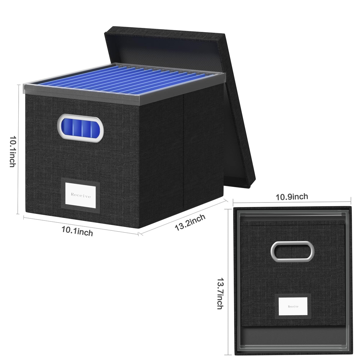 GRSQYS File Organizer Box - File Boxes for Hanging Files with Lid Set of 3 Decorative Hanging