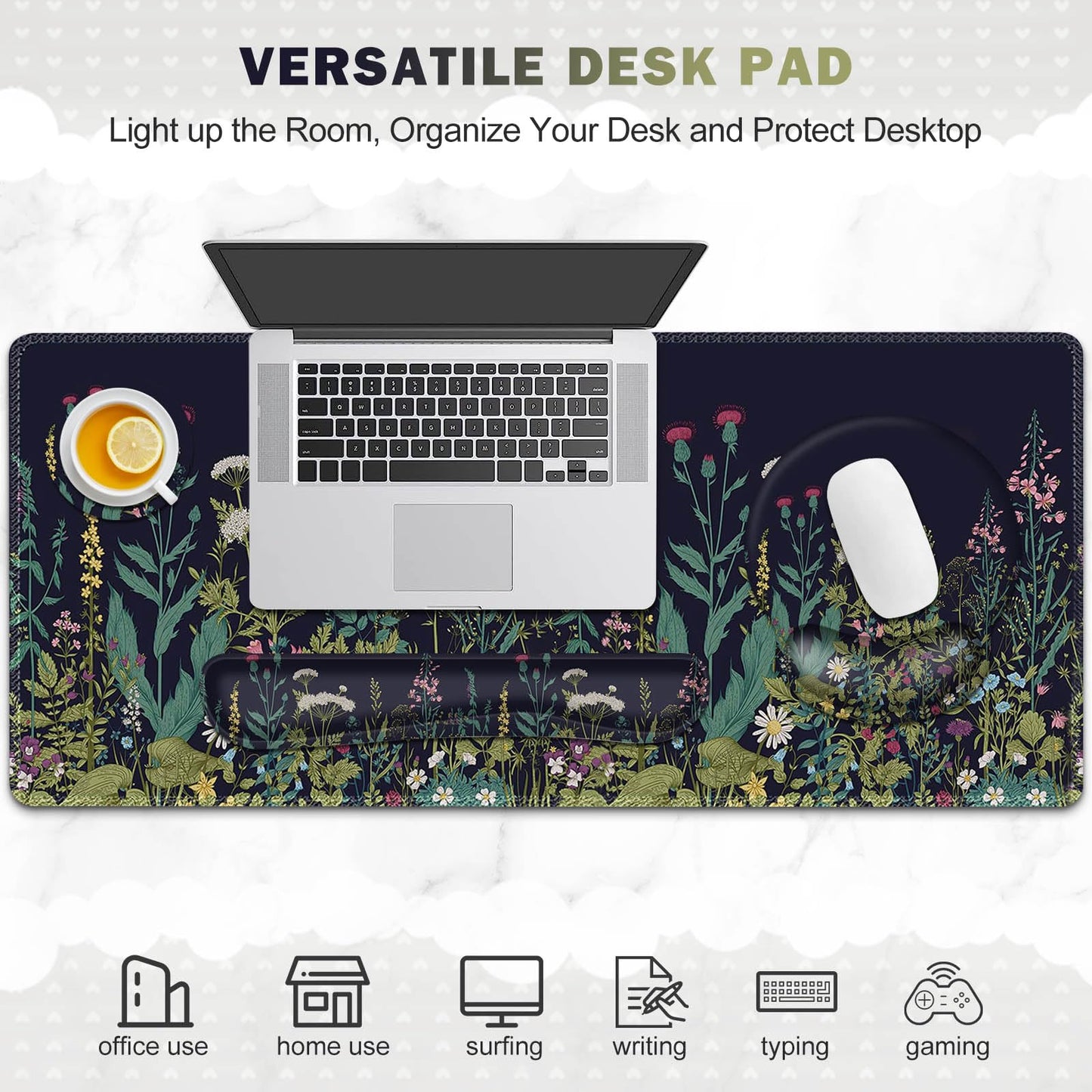 ToLuLu Desk Mat, XXL Large Mouse Pad Wrist Support Set,4 in1 Gaming Mousepad Desk Pad+ Ergonomic