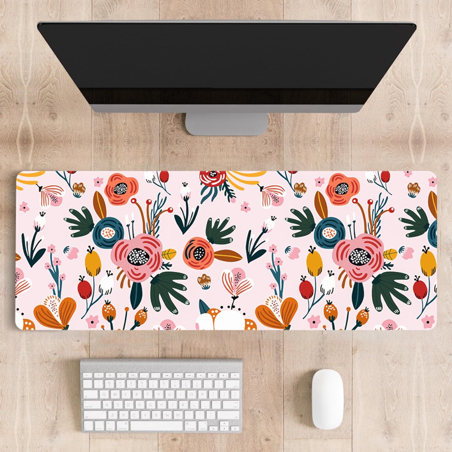 Stanoha Cute Desk Mat for Keyboard Desktop Extra Large Mouse Pad, Floral